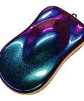 Fresh Shop Grade Superflake Colorshift Basecoat Paint Gallon Ready To Spray With Slow Reducer Binder For Custom Rigs Delivering Dope Shiftin Shades shimmer sample with green and purple hues.