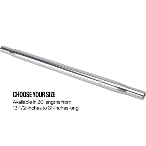 Swedged Aluminum Radius Rod For Five Eighths By Eighteen Left Hand And Right Hand Threads Twenty Inch Length 6061T6 Tube One Inch OD Sprint Car Chassis Race Ready Performance Upgrade, angled view