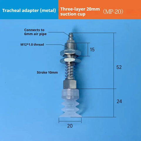 Heavy Duty Vacuum Suction Cup Industrial Grade With 20 Millimeter Adsorption Diameter And 3 Layer Rubber For A Tight Airtight Seal.