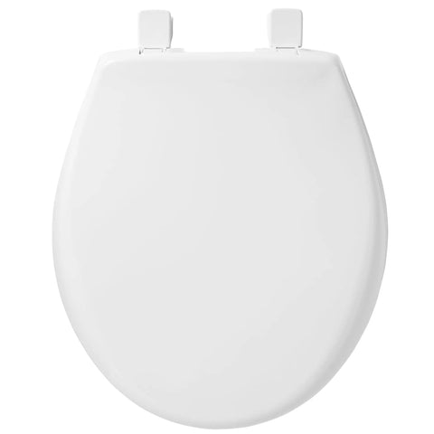 Commercial Heavy Duty Closed Front Toilet Seat With Cover No Slam Secure Stay-Tite Installation Industrial Grade White Round Seat For High-Traffic Restrooms Made In USA, top view