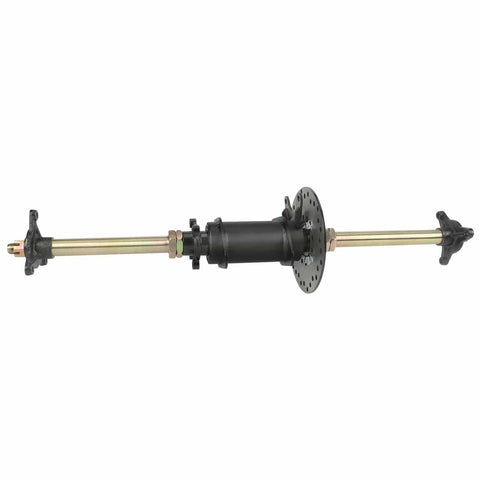 Heavy Duty Rear Axle Kit For 110cc 125cc 150cc ATVs And Go Karts With Brake Disc And 3 Stud Wheel Hubs, swingarm bracket visible