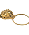 Top Shelf Golden Lion Head Wall Hooks Set Of 4 Handmade Brass Rust Free Heavy Duty Decor Coat Rack, lion head hook detail.