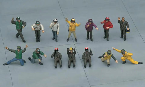 US Navy Pilot and Carrier Deck Crew Figures Set Scale 1 To 48 Modern Carrier Crew Includes Catapult Officers in formation