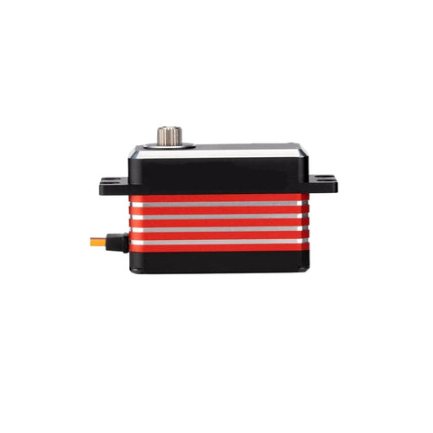High Octane Low Profile Coreless Motor Servo Running 8 4 Volts Dishes Out 35kgcm Of Boss Tier Torque In A Dead Second With Tough As Nails Steel Gears For Hobbyists And Pro Robotics Crews, side view.