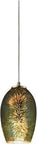 Illusions Mini Pendant Light With Multicolor Fireworks Glass in Satin Nickel Finish, 1 light modern contemporary ceiling fixture