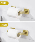 Gold Toilet Paper Holder With Double Post Pivoting Design Brushed Brass Look Wall Mount Tissue Hanger For Bathroom