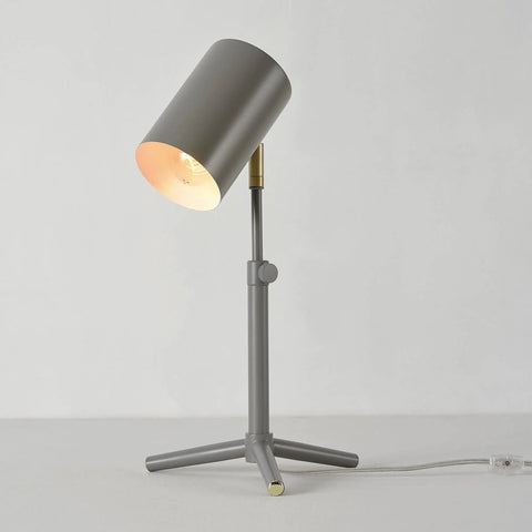 2 Light Desk Lamp Set in Matte Black With Matte Brass Accents, 19 Inch Sleek Modern Task Lamps, single lamp on white surface.