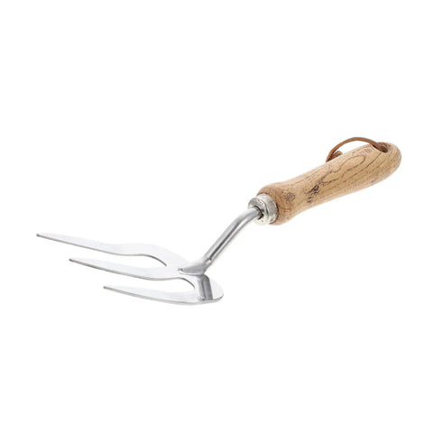 Multi Tool Garden Hand Shovel And Three Tooth Planting Fork With Built In Rake Handy Lightweight Hand Forged Digging Tool side view