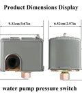 Dimensions of Well Pump Pressure Switch 40-60 PSI Adjustable Differential 1/4 Inch NPT Automatic Grey for homes and small cabins