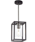 Single Black And Brushed Nickel Pendant Light With Clear Glass Shade Sleek Modern Industrial Chandelier For Dining Room Kitchen Island Foyer And Cafe Fully Dimmable With Height Adjustable Stem