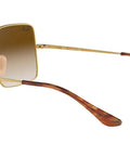 Women's Square Sunglasses With 100% UV Protection, Gold Frame And Clear Gradient Brown Lenses, 54mm, Prescription Ready Sunnies Side View
