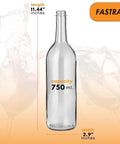 Go To 12 Pack Clear Glass Bottles With No Sweat White Screw Caps Ideal For Bottling DIY Wine Craft Liquor Small Batch Beer Plus Zesty Smoothies Anytime You Want To Save Money, 750ml bottle size with dimensions.
