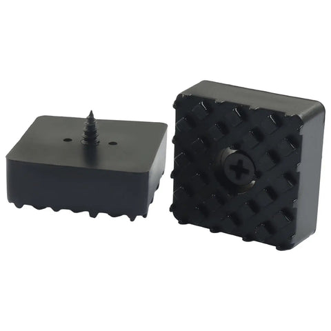 Square Rubber Feet Furniture Pads 25 Pack 1.18 Inch Non Slip Screw On Chair Leg Protectors with screws, black rubber finish