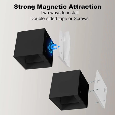 Installation options for Rechargeable Wireless Wall Sconces Set of 2 With Motion Sensor, magnetic mount with tape or screws.