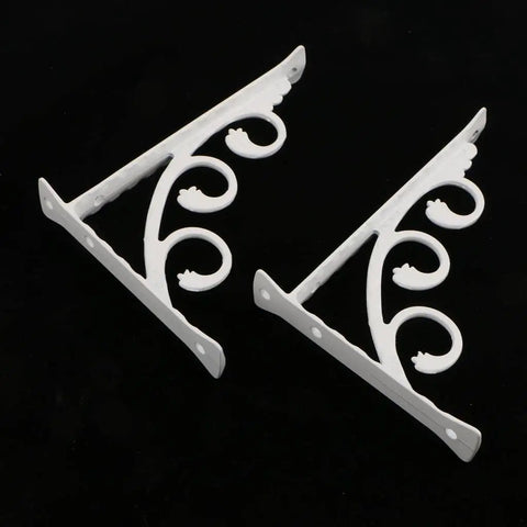 Set Of 2 Heavy Duty Floral Shelf Brackets Made From Lightweight Aluminum, Sturdy Built To Last Wall Mount Corner Braces, black background