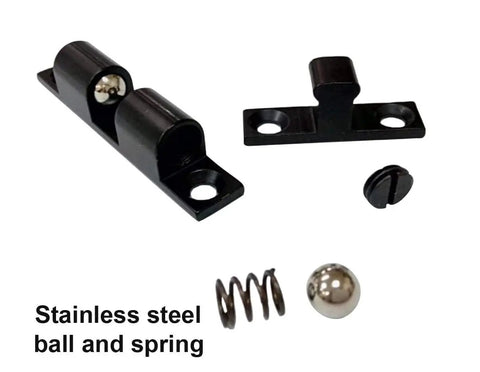 Solid Brass Double Ball Catch 60mm Matte Black Finish With 304 Stainless Steel Ball And Tension Spring 2 Pack