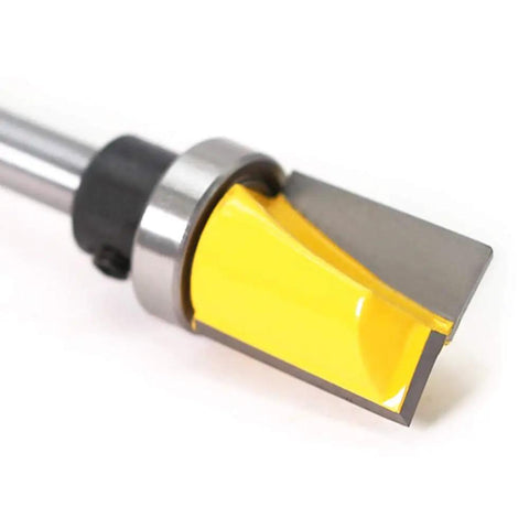 Close-up of a bit from the Six Piece 1 Quarter Inch Shank Grooving Router Bit Set With Bearings For Edge Mortising Flush Trim Bowl