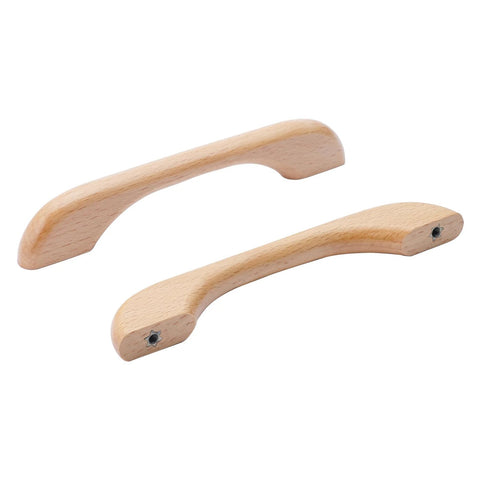 4 Pcs Beech Wood Drawer Handles Flat Cabinet Pulls 128mm Center To Center Hole Distance shown in pair