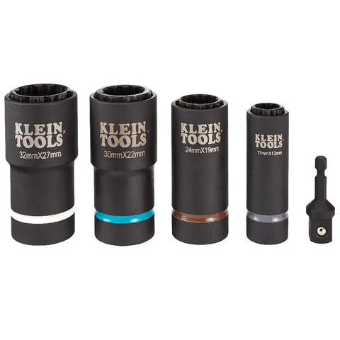 Impact Socket Set For One Half Inch Drive Metric 12 Point Deep Sockets Self Adjusting Between Sizes Four Sockets Cover