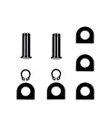 4 Pack Footpeg Mount Pins Kit With Washers And Retaining Clips For Harley Touring Dyna Sportster Softail shown with two pins, washers, and clips.