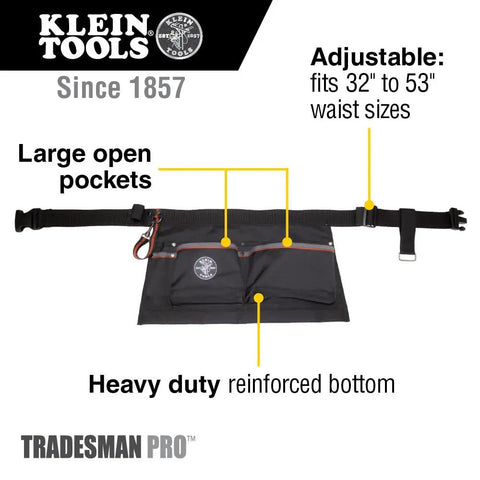 Heavy Duty Tool Apron With Reinforced Bottoms And Four Pockets for hand tools, adjustable belt fits 32-53 inch waists