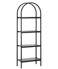 Tall Freestanding Arched 4 Tier Open Storage Shelf With Heavy Duty Metal Frame Industrial Display Unit Black Book Organizer
