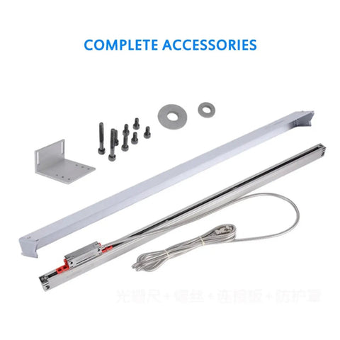 Ultra Accurate KA300 Linear Scale Encoder with 0.005mm resolution and accessories, including mount brackets and screws.