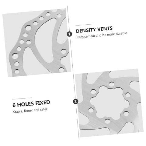 Detail view of Top Shelf Front And Rear Disc Brake Rotor Kit For Mountain Bikes With Silver Aluminum Build 160mm Diameter.