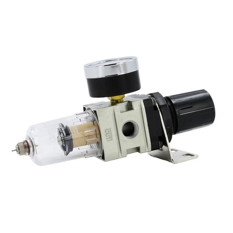 1/4 Inch Pneumatic Air Pressure Regulator With Oil Water Separator, Compressor Air Filter Controller, Regulating Regulator Trap No Fuss For Industrial Air Systems, Durable And Easy Install, angled view