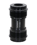 Road Bike T47 Bottom Bracket With Ceramic Bearings For 24 29 30 Mm Crank Spindle Threaded Internal External BB For 68 73 Mm And 86 92 Mm Frames External 24 Mm Smooth Spin, black aluminum body, labeled R and L.
