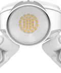 3-Light LED Outdoor Flood Light With Dusk To Dawn Sensor, Adjustable Lumens, Selectable Color, Round Heads, White Finish