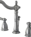 Heritage Widespread Lavatory Faucet With Metal Lever Handle In Brushed Nickel, 8 To 16 Inch Adjustable Center, Brass Construction