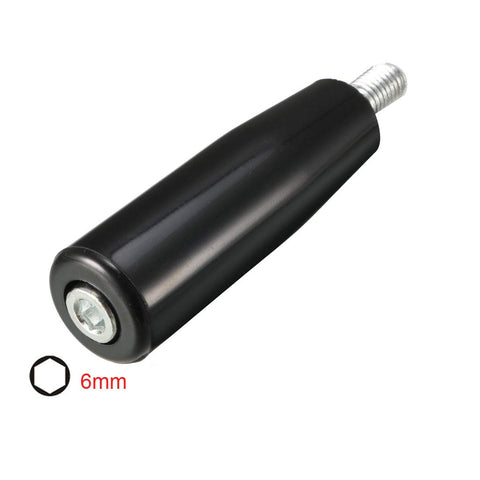 Revolving Handwheel Machine Handle M10 Male Threaded Stem for Milling Lathe and Grinding, black, close-up view