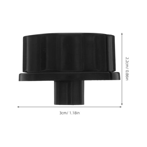 Side view of a black 2-Pack Universal Oven Control Knob Replacement For Air Fryer, Stove, And Grill with measurement dimensions