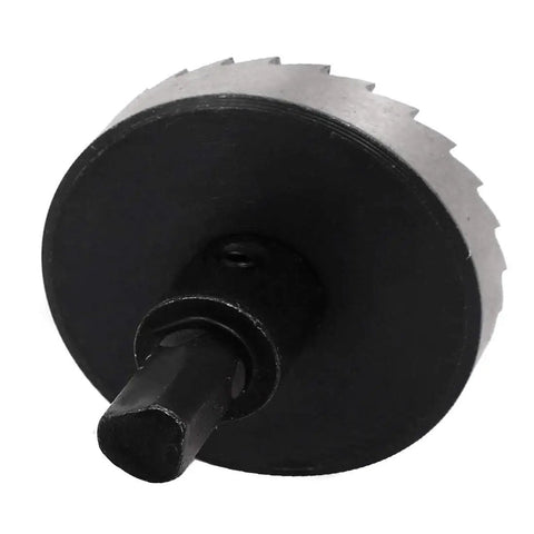 50mm Hole Saw Cutter Kit With 6mm Twist Drill Bit HSS Spring Loaded Design, black saw blade close-up