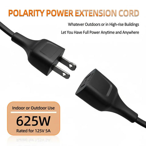 Short 5Ft Black Power Extension Cord For Indoor Use With 125V 5A 625W Two Prong And Two Outlets close-up view