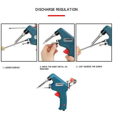 60W Handheld Soldering Iron With Automatic Tin Feeding Soldering Gun for DIY Electronics showing discharge regulation steps