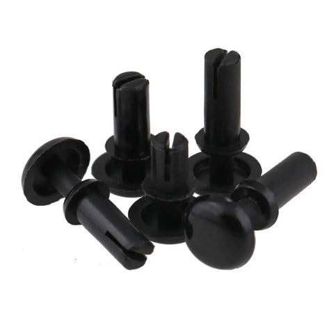 Plastic R Type Expansion Rivet Clips Tight Lock PCB Board Fasteners Swap It Out Hardware Replacement Screw Alternative Heat Resistant Quick Install 150 Pack Black displayed in a group, showing black plastic design and snap rivet features.