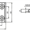 Heavy Duty Built to Last Zinc Alloy Hinge for Electrical Cabinets Black Folding Cabinet Door 1 Piece CL2263A Model Durable Black Finish Hardware for Secure Easy Access Cabinet Doors, technical drawing 40x40mm