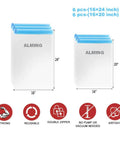 12 Pack Space Saver Vacuum Compression Bags For Travel No Pump Required Transparent PA And PE Material Includes 6 Medium 20x16 Inches And 6 Large 24x16 Inches For Clothes Gear And Home Packing