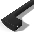 Close-up of flat black cabinet handle from 15 Pack Flat Black 10 Inch Hole Center Solid Metal Cabinet Handles For Kitchen And Bathroom Drawer Pulls Durable Stainless Steel Zinc Alloy Construction Includes One Inch And One Half Inch Screws Etna Collection.