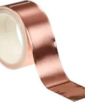 Heavy Duty EMI Shielding Copper Foil Tape 2 Inch Wide 18 Yard Roll Industrial Grade For Electronics Enclosures Wiring And Shielded Cables 5 Per Case Great For RF Interference Mitigation And Workhorse Pro Projects, showing a roll of copper tape partially unfurled