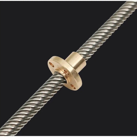 Beefy T8 Lead Screw For 3D Printers, 2mm Pitch, Lead Options 10mm, 12mm, Or 14mm, Stainless Steel Rod With Brass Nut
