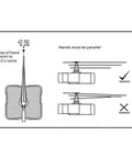 Diagram of Silent Clock Movement Replacement Kit for Beginners and Adults Durable ABS Mechanism with setup instructions.