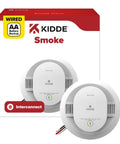 No Brainer Hardwired Smoke Detector With Aa Battery Backup Rapid Detection Tech mounted with two units, wired with interconnect feature.