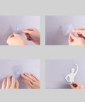 Kickass Sticky Wall Hooks Featuring A Snazzy Ballet Design deliver rock solid hold as hands demonstrate adhesive application steps.