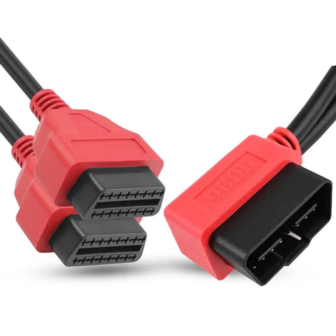 30cm Right Angle OBD2 Y Splitter Cable 1 Male 2 Female J1962 Adapters 16 Pin Pass Through CAN Enabled DIY Friendly