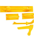 Heavy Duty 5 Piece Woodworking Push Block And Stick Kit For Rock Solid Board Control On Router Tables Saws And Jointers With Non Slip Grip And Kick Free Design, yellow ABS tools set.