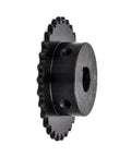 30 Tooth Roller Chain Sprocket, B Type, 1/2 Inch Bore, 1-1/2 Inch Hub, Keyway.187 Inch, Two Set Screws At 90 Degrees, AISI 1045 Steel, Side View