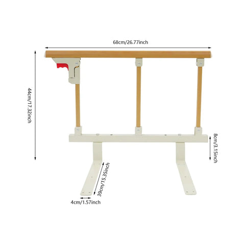 Foldable Bed Assist Rail For Seniors With Adjustable Height No Tool Setup Non Slip Grab Bar For Elderly Adults with dimensions
